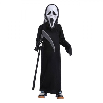 Costum Halloween Unisex cu Masca Scream, Negru, Poliester foto