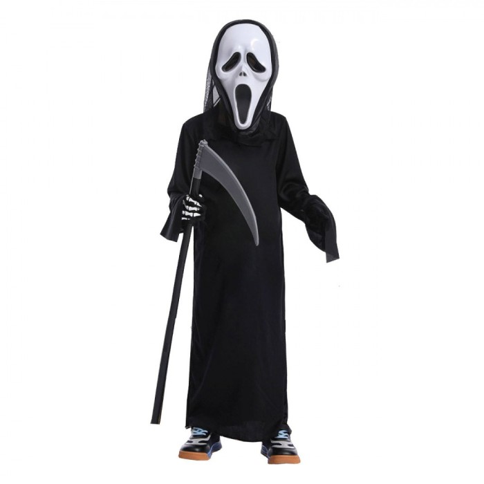 Costum Halloween Unisex cu Masca Scream, Negru, Poliester