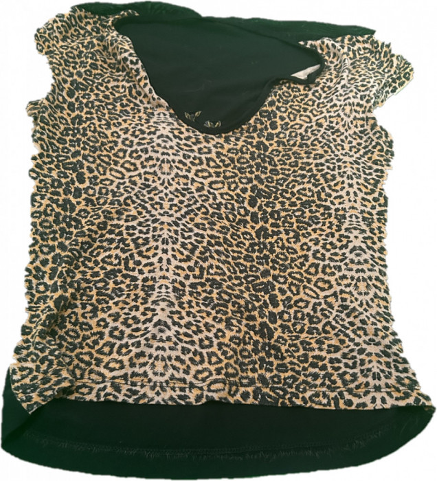 Maieu dama cu spatele din plasa neagra, model leopard , marimea S