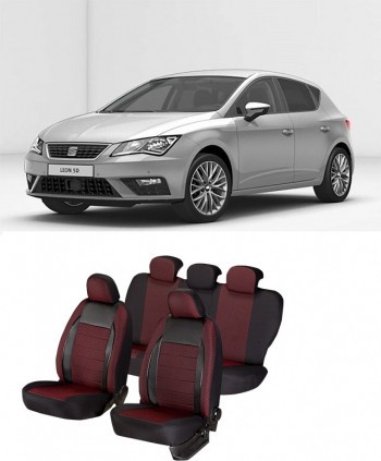 Huse scaune auto dedicate Seat Leon 2013 - 2019 Premium cu insertii piele