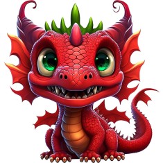 Sticker decorativ, Dragon, Rosu, 62 cm, 1262STK-2