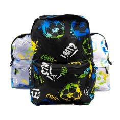 Ghiozdan pentru scoala model Fotbal,1 compartiment,3 buunare,textil,diverse culori,32x14x42 cm