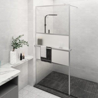 vidaXL Paravan duș walk-in cu raft crom 80x195 cm sticlă ESG/aluminiu foto