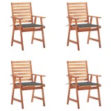 vidaXL Scaune de exterior cu perne, 4 buc., lemn masiv de acacia 3078320