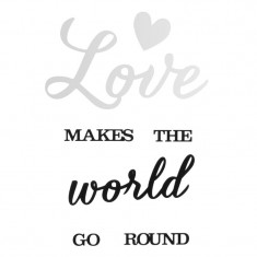 Oglinda si sticker pentru perete, 40 x 30 cm, mesaj Love Makes The Worlds Go Round foto