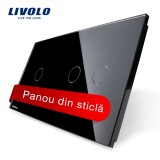 Cumpara ieftin Panou din sticla pentru &icirc;ntrerupator touch Livolo, simplu+dublu, negru