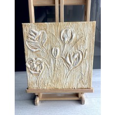 Lalele &ndash; tablou texturat &icirc;n acril, ipsos și glitter