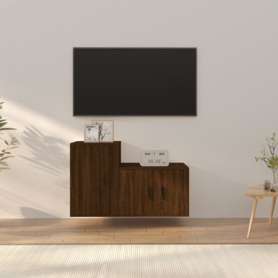 Gossi set dulapuri tv, 2 piese, stejar maro, lemn prelucrat foto