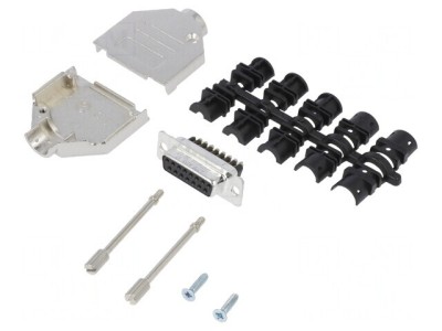Conector D-Sub 15 PIN Mamă Drept cu Terminal pe Șurub pentru Cablu foto