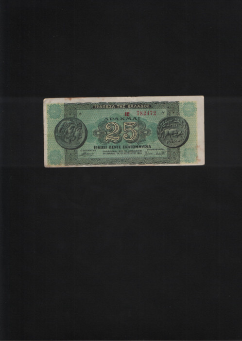 Grecia 25000000 25(milioane) drahme drachmai 1944 seria782472