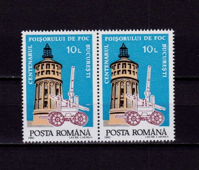 RO 1992 LP 1285 ,&amp;quot; Centenarul Foisorului de Foc&amp;quot; , serie pereche , MNH foto