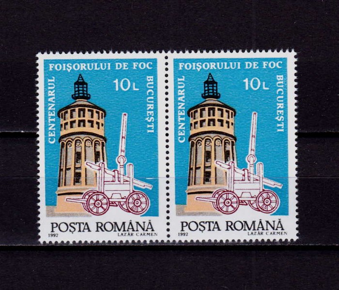 RO 1992 LP 1285 ,&quot; Centenarul Foisorului de Foc&quot; , serie pereche , MNH