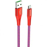 Cablu Date si Incarcare USB la MicroUSB Borofone BU13 Craft, 4A, 1.2 m, Rosu