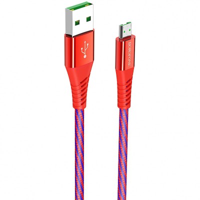 Cablu Date si Incarcare USB la MicroUSB Borofone BU13 Craft, 4A, 1.2 m, Rosu foto