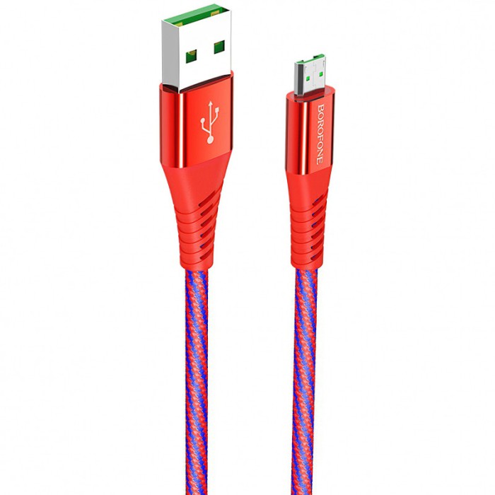 Cablu Date si Incarcare USB la MicroUSB Borofone BU13 Craft, 4A, 1.2 m, Rosu