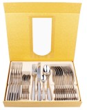 Cumpara ieftin Set Tacamuri Inox 18/10 Bohmann Premium, 24 Piese, Cutie Aurie - Cutite, Linguri, Furculite, Lingurite