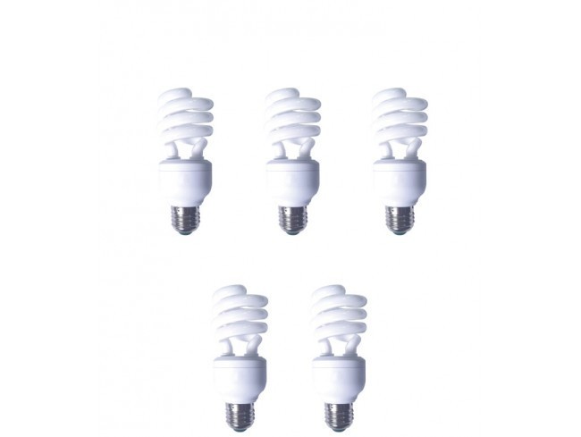 SET 5 becuri fluorescent Panasonic, soclu E27, putere 19W, forma spirala, lumina alb rece, alimentare 220 - 240 V, &quot;EFD19E65HD3E-5&quot; (timbru verde 2.25