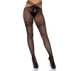 LEG AVENUE - FISHNET STOCKINGS WITH SLIT AND LACE THIGH HIGHS ONE SIZE, LEG AVENUE HOSIERY
