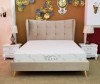 Pat Almera 160x200 cm, Catifea Bej, Somiera Inclusa, Tablie Eleganta, Dormitor Matrimonial/Tineret, 220x129x173 cm