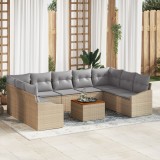 vidaXL Set canapea de grădină 10 pcs Bej, gri deschis 55 x 55 x 37 cm