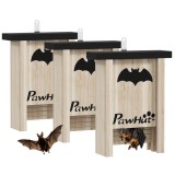 PawHut Set de 3 Căsuțe pentru Lilieci din Lemn de Brad, 18x6x22.5 cm, Lemn Natural | Aosom Romania