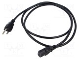 Cablu LIAN DUNG 3x0,75mm2 IEC C13 mamă NEMA 5-15 (B) PVC 3m negru