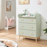Comoda de &icirc;nfasat pentru bebe Sarievn, verde menta, 3 sertare