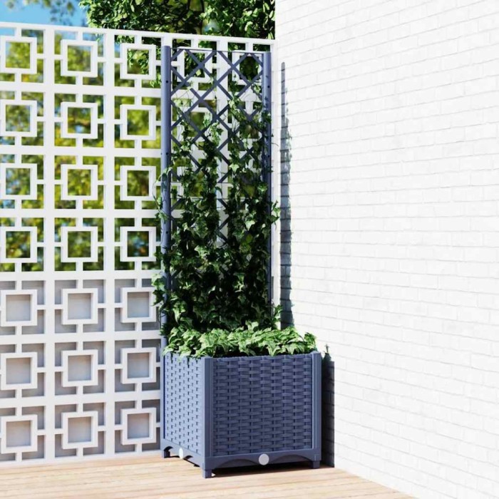 vidaXL Jardinieră de grădină cu spalier, albastru-gri, 40x40x136 cm, PP 318249