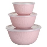 Set Boluri Plastic Roz cu Capac Transparent și Decor Embosat, CMCLASS