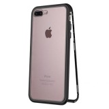 Cumpara ieftin Husa iPhone 7 Plus / 8 Plus Magnetic Case 360 Negru, Protectie Sticla Aluminiu, Rezistenta Socuri