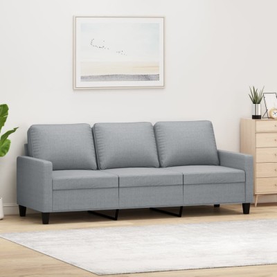 vidaXL Canapea cu 3 locuri, gri deschis, material 180CM textil foto