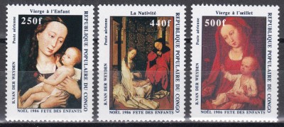 Congo 1986 - Crăciun - Tablouri de Rogier van der Weyden, PA, MNH foto