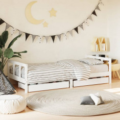 vidaXL Cadru de pat cu sertare de copii, alb, 90x200 cm lemn masiv pin