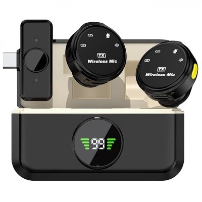 Set 2 Microfoane Lavaliera cu prindere magnetica, ATOMKIT&amp;reg;, Tipe C, Tehnologie AI Reducerea Sunetului, Plug and Play, Dinamica vocala fidela, Adaptoar foto