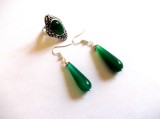 Setul inel si cercei cu agate verzi 41506