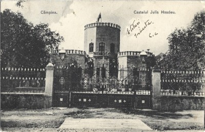 CP718N C&amp;acirc;mpina, Castelul Julia Hasdeu, Editura Ad Maier și D Stern, carte poștală circulată C&amp;acirc;mpina &amp;ndash; Ploiești, 1907 foto
