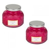 Set 2 Lumanari decorative, BRT-03, cu parfum de trandafir, vaza rotunda, timp ardere 20 de ore