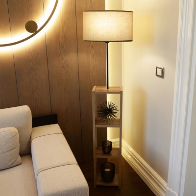 Lampa de podea Redditch 150 cm,1 x E27, max 20W cu raft depozitare [lux.pro] HausGarden Leisure foto