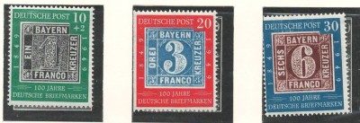 Germania 1949 Mi 113/15 MNH - 100 de ani de timbre foto