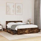 Cumpara ieftin Cadru de pat cu tăblie stejar fumuriu 120x190 cm lemn prelucrat