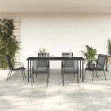 VidaXL Set mobilier de grădină, 7 piese, negru, oțel și textilenă