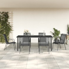 vidaXL Set mobilier de gradina, 7 piese, negru, o?el ?i textilena foto