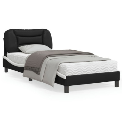 Cadru de pat cu tablie negru si alb 90x190 cm piele artificiala GartenMobel Dekor foto