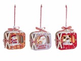 Cumpara ieftin Set 3 ornamente brad Craciun lemn multicolor cu led cm 8,5 x 3,5 x 8 H
