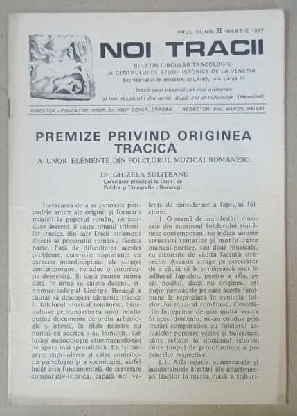 NOI TRACII , BULETIN CIRCULAR TRACOLOGIC , NR.31 , 1977