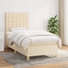 Pat box spring cu saltea, crem, 90x190 cm, textil GartenMobel Dekor, vidaXL