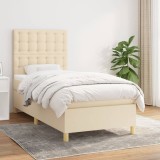 VidaXL Pat box spring cu saltea, crem, 100x200 cm, textil 3142638