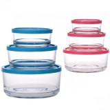 Set 3 Caserole Rotunde Sticla cu Capace 1.5l 0.84l 0.45l B73567 DNC39671