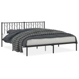 Cumpara ieftin Cadru de pat metalic cu tablie, negru, 180x200 cm