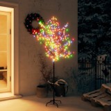 Pom Crăciun, 200 LED-uri lumină colorată, flori de cireș, 180cm